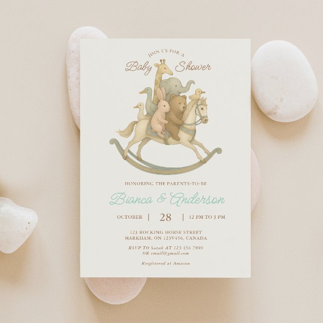 Inbjudan till vintage Rocking Horse Baby Shower (Skapare uppladdad)