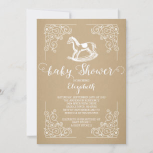 Inbjudan till vintage Rocking Horse Baby Shower