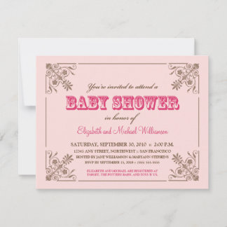 Inbjudan till Vintage Rosa Baby Shower