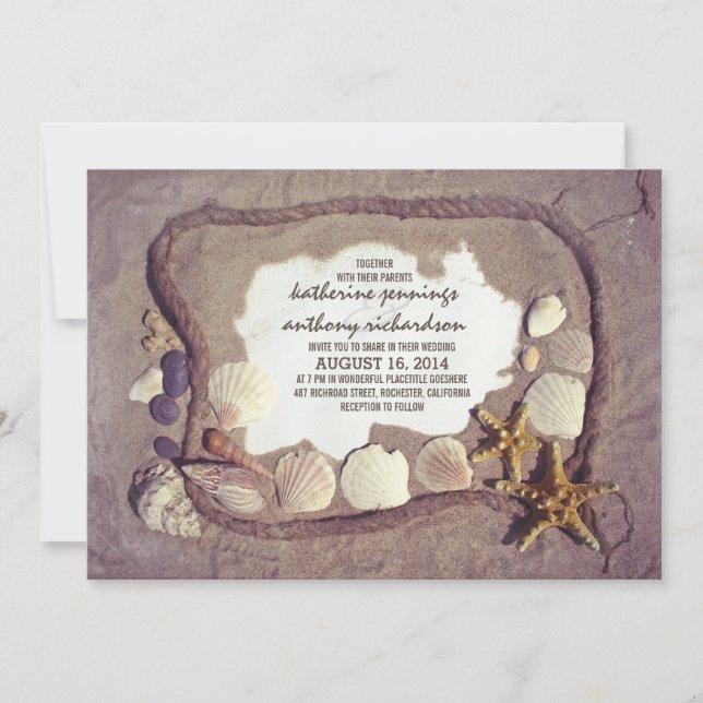 Inbjudan till vintage Rustic Beach Wedding (Framsida)