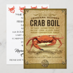 Inbjudan till vintage Sign Crab Boil Party