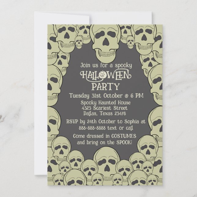 Inbjudan till Vintage Skal Halloween fest (Framsida)