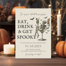 Inbjudan till vintage Skeleton Halloween fest