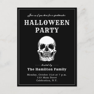 Inbjudan till Vintage Skull Halloween fest