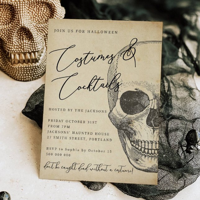 Inbjudan till Vintage Skull Halloween fest (Skapare uppladdad)