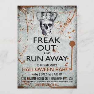 Inbjudan till Vintage Skull och Krona Halloween fe