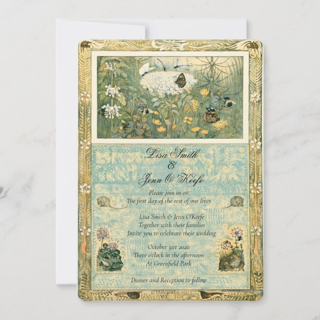 Inbjudan till vintage Storybook Forest Wedding (Framsida)