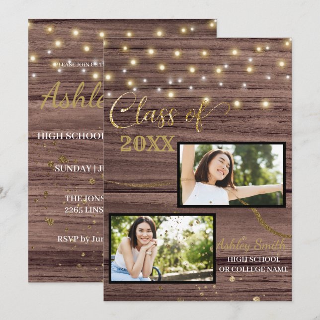 Inbjudan till vintage studenten (Fram/baksida)