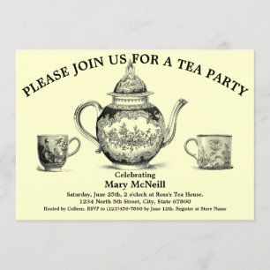 Inbjudan till vintage Tea Party-mall