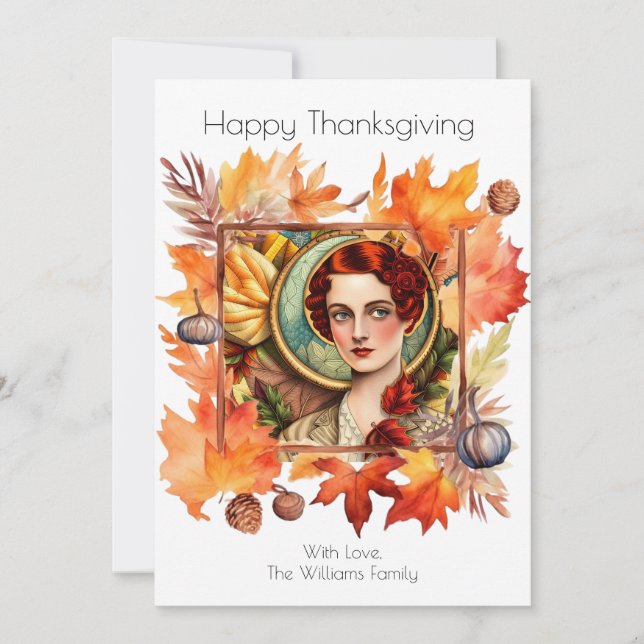 Inbjudan till vintage Thanksgiving Önskemål  (Framsida)