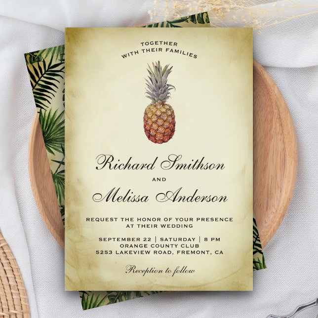 Inbjudan till vintage Tropical Pineapple Wedding (Skapare uppladdad)