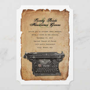 Inbjudan till vintage Typewriter Parchment Wedding