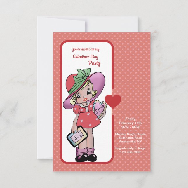 Inbjudan till vintage Valentine Children's Party (Framsida)
