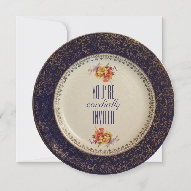 Inbjudan till Vintage Victorian English Tea Party (Framsida)