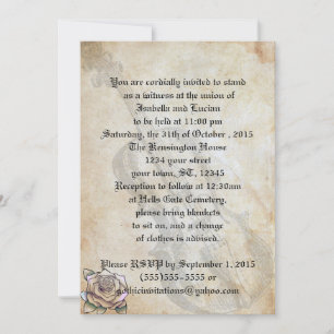 Inbjudan till vintage Violin och Ro Goth Wedding