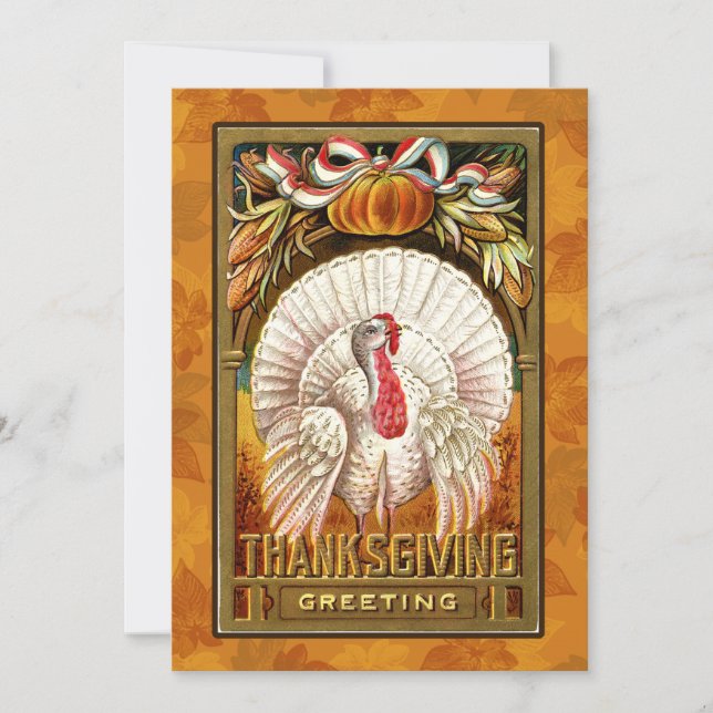 Inbjudan till vintage Vita Thanksgivingen Turkiet (Framsida)