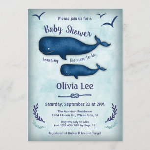 Inbjudan till vintage Whale Baby Shower