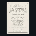 Inbjudan till vintage White Elegant bröllop WT313<br><div class="desc">Det antika vellum-elfenbensvit parchment med vackra finare-snurrar, scrollsar och 1800-talets Victorianska blommigt motif. Elegantens manustypografi blandad med gammalt letterpress-utseendetypsnitt och oformaterad poster-stil gräns. Perfekt för traditionella trädgårdsbröllop i bröllop eller den romantiska land, men med ett trendig med sofistikerad stil för den moderna bruden och brudgummen. Lägg bara till dina egna...</div>