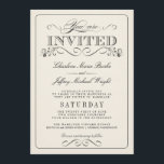 Inbjudan till vintage White Elegant bröllop WT313<br><div class="desc">Det antika vellum-elfenbensvit parchment med vackra finare-snurrar, scrollsar och 1800-talets Victorianska blommigt motif. Elegantens manustypografi blandad med gammalt letterpress-utseendetypsnitt och oformaterad poster-stil gräns. Perfekt för traditionella trädgårdsbröllop i bröllop eller den romantiska land, men med ett trendig med sofistikerad stil för den moderna bruden och brudgummen. Lägg bara till dina egna...</div>