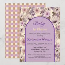 Inbjudan till vintage Wildblomma Baby Shower