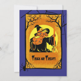 Inbjudan till vintage Witch Halloween fest