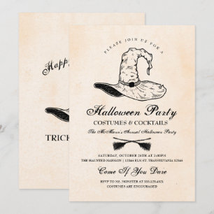 Inbjudan till vintage Witch Halloween fest