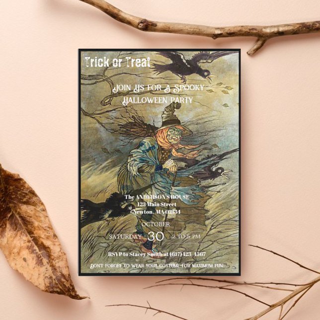 Inbjudan till vintage Witch Spooky Halloween fest (Skapare uppladdad)