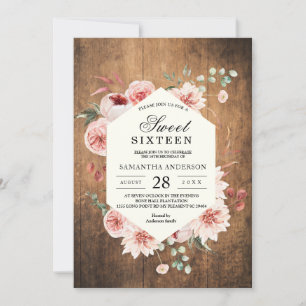 Inbjudan till vintage Wood & Watercolor Pastel Flo