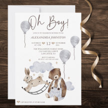 Inbjudan till vintagen Bear Pojke Shower