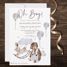 Inbjudan till vintagen Bear Pojke Shower