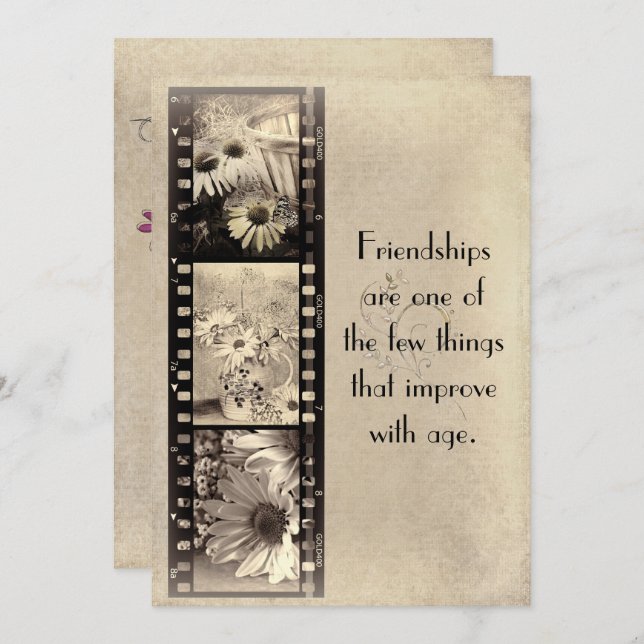 Inbjudan till vintagens filmdag på födelsedagen (Fram/baksida)