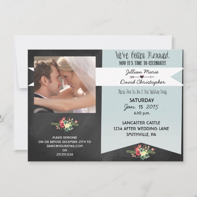 Inbjudan till Vintagens fotopost-Bröllopsfest (Framsida)