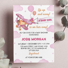 Inbjudan till vintagens Rosa Baby Shower- för barn