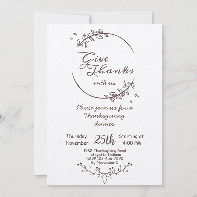 Inbjudan till vintagens Thanksgiving - middag (Framsida)