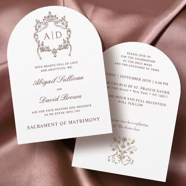 Inbjudan till vintagens Vapensköld, katolskt bröll (Skapare uppladdad)