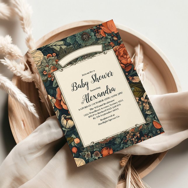 Inbjudan till vintagens vattenfärgsblommor för bab (Skapare uppladdad)