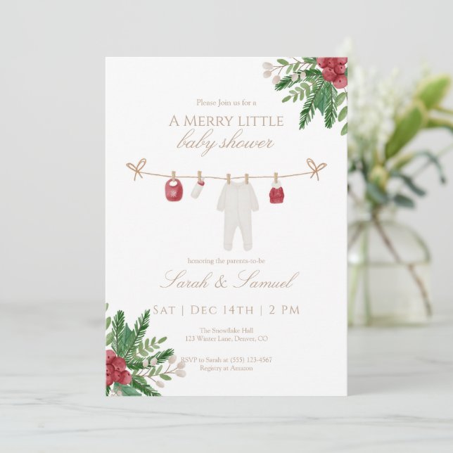 Inbjudan till Vinter A Merry Little Baby Shower (Stående Fram)