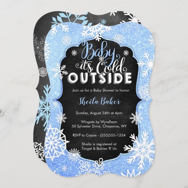 Inbjudan till Vinter Baby Shower - Boy Baby Shower (Fram/baksida)