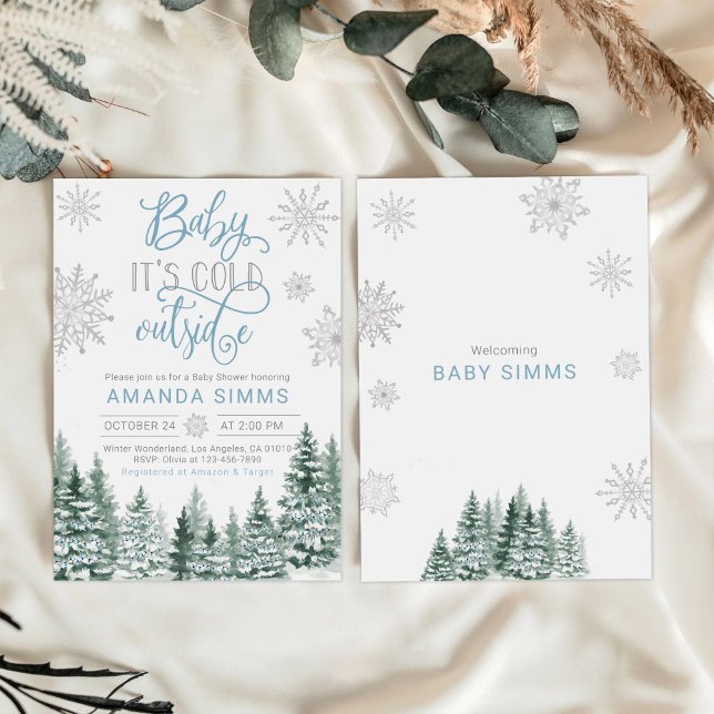 Inbjudan till Vinter Baby Shower Det är Kallet uta (Winter Baby Shower Invitation It's Cold Outside)