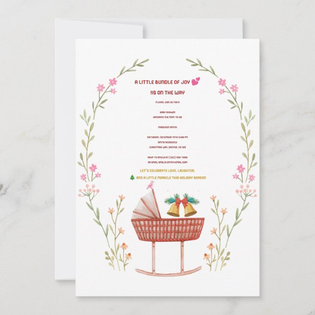 Inbjudan till Vinter Baby Shower - ett litet paket (Framsida)