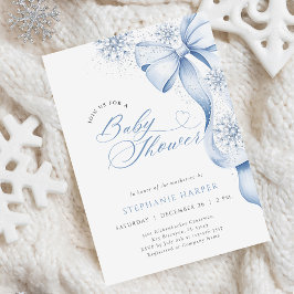 Inbjudan till Vinter Blue Bow Baby Shower