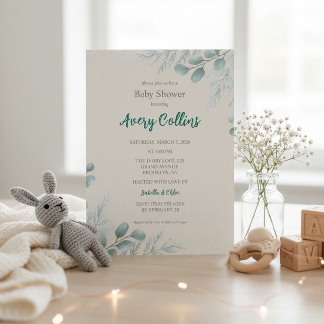 Inbjudan till Vinter Eucalyptus Cedar Baby Shower (Skapare uppladdad)