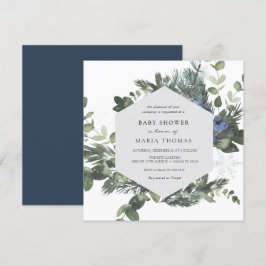 Inbjudan till Vinter Evergreen Blue Baby Shower