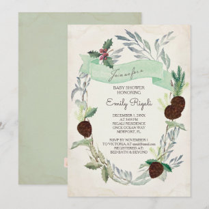 Inbjudan till Vinter Greenery Baby Shower