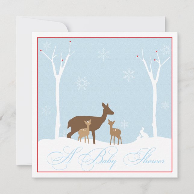 Inbjudan till Vinter Twin Boy och Baby Shower (Framsida)