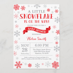 Inbjudan till Vinterbabyskor Röd snöflake