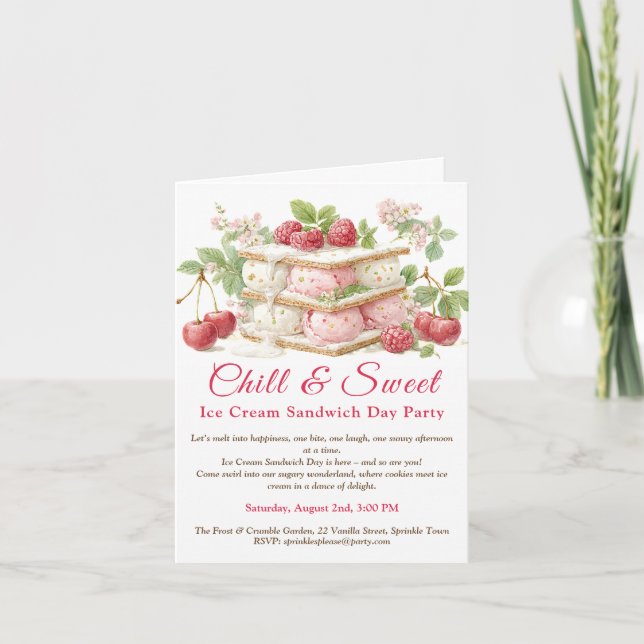 Inbjudan till vinterfärg för iskrämssandwich Day (Framsida)