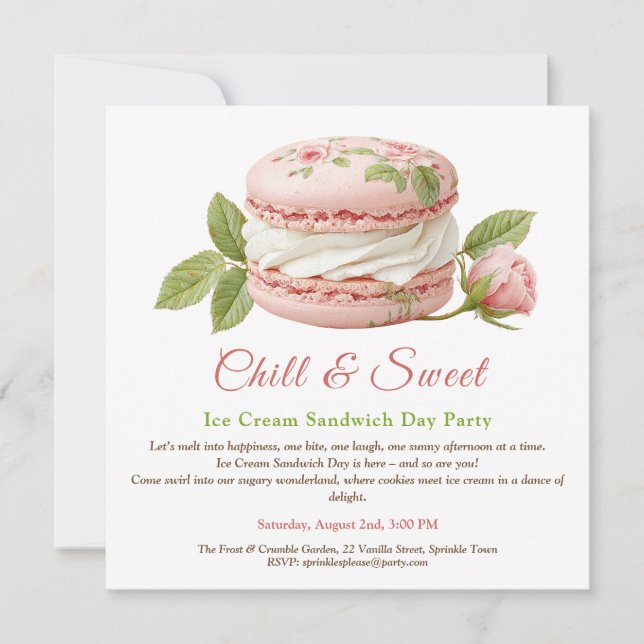 Inbjudan till vinterfärg för iskrämssandwich Day (Framsida)