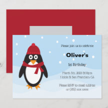 Inbjudan till vinterfödelsedag i Penguin