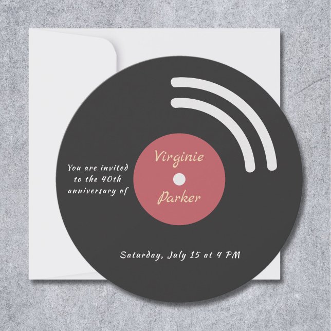 Inbjudan till vinylpost på födelsedagen (Vinyl Record Birthday Invitation)